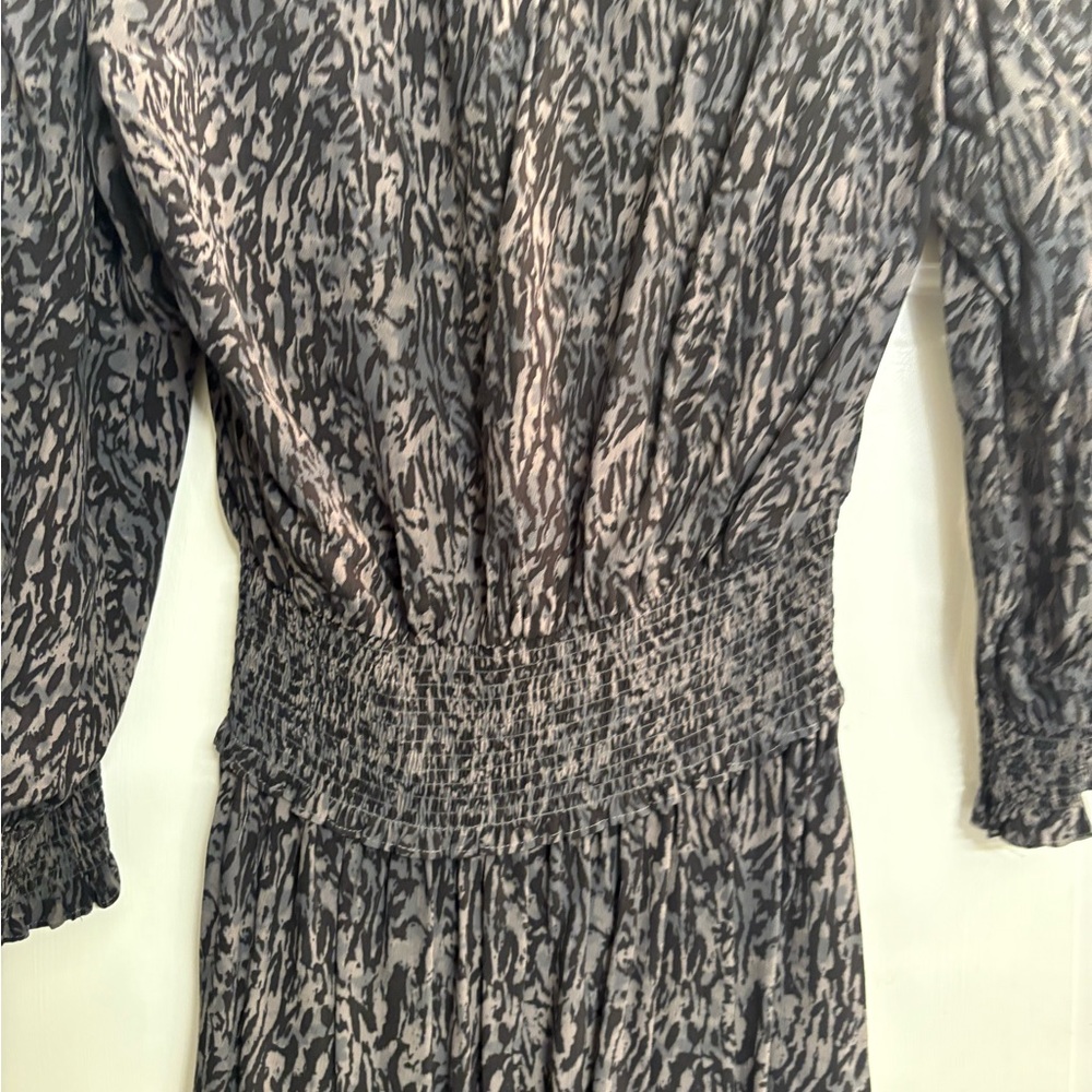 Rails Charcoal Zana Long Sleeve V-Neck Dress size S abstract animal print - Picture 12 of 15